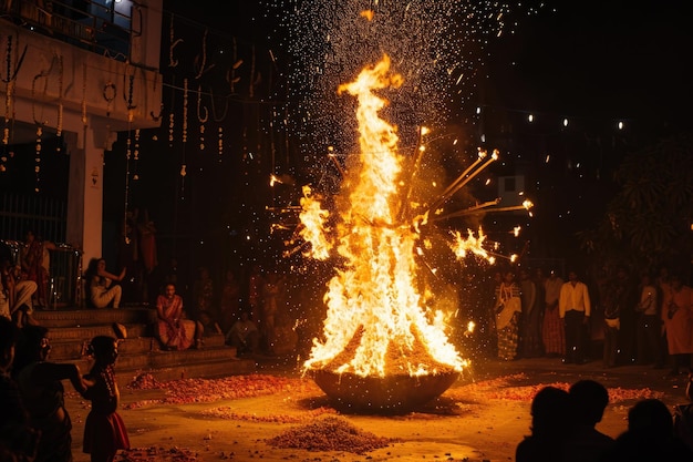 Celebração do Festival Holika Dahan