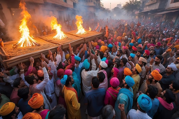 Celebração do festival Lohri na Índia