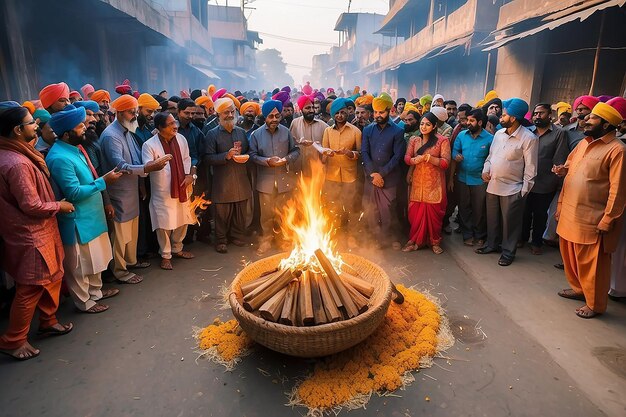 Foto celebração do festival lohri na índia