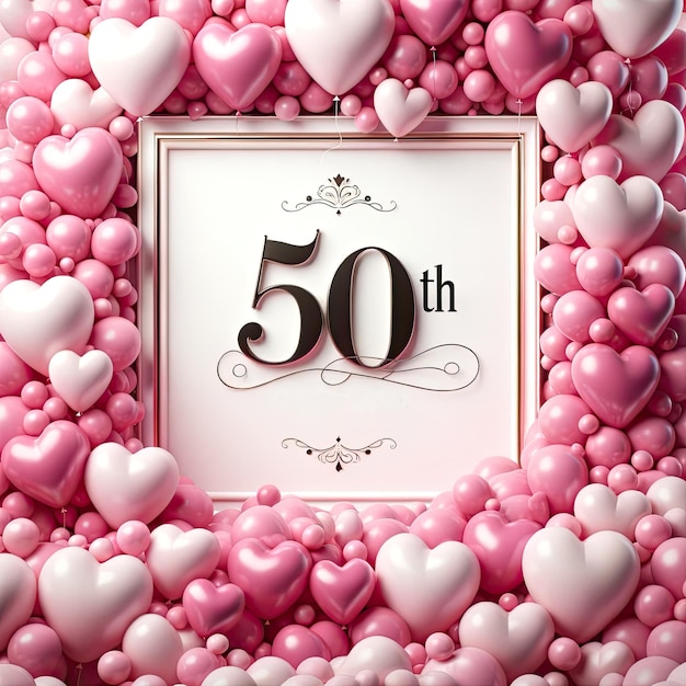 Celebração dos 50 anos com o Cluster de Balões Rosa