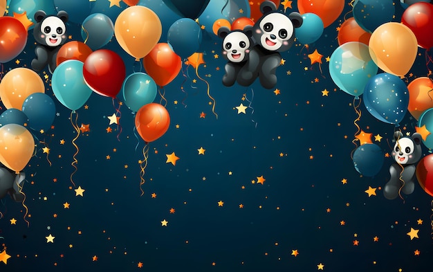 Celebração feliz aniversário bebê panda ilustração fundo