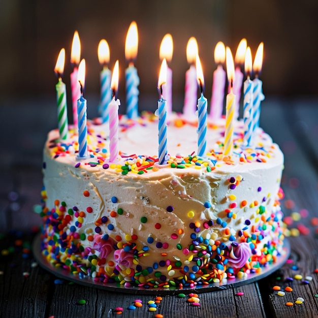 Celebração feliz aniversário bolo festa balões presentes desejos alegria amigos felicidade familiar