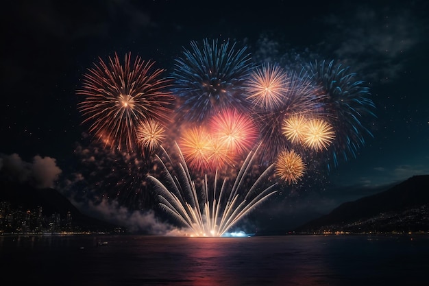 celebração feliz ano novo e feliz natal fogos de artifício isolado em fundo preto isolado