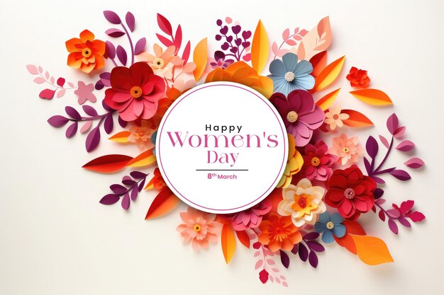 Celebração internacional do Dia da Mulher Feliz Ilustração floral de fundo modelo de cartaz de saudação