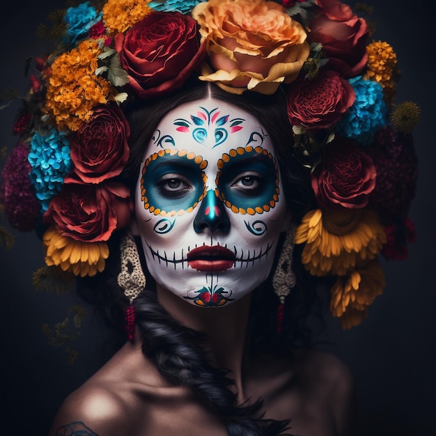 Celebração mexicana do dia dos mortos Catrina make up