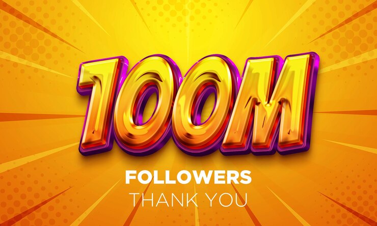 Foto celebración de 100 millones de seguidores póster de redes sociales seguidores agradecen sus letras renderización 3d