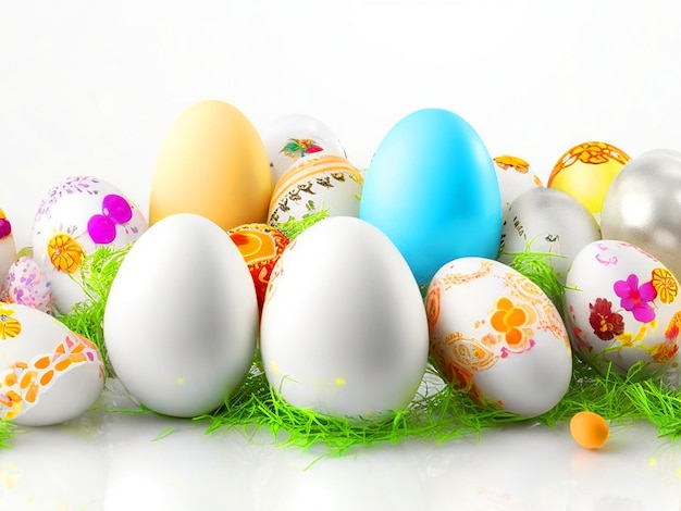 Celebración en 3D con muchos huevos de Pascua para el diseño decorativo Imagen descargada