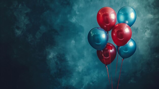 Foto celebración del 4 de julio y el día de los presidentes en un fondo azul oscuro con espacio para copiar