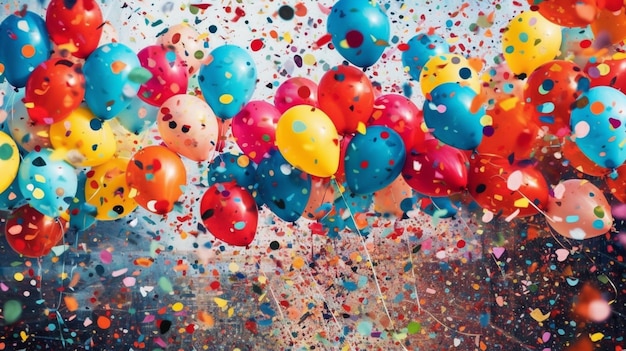 Una celebración alegre con globos de colores