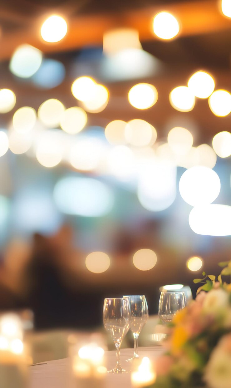 Celebración de bodas en interiores elegantemente arreglada iluminación suave que crea una atmósfera de recepción cálida y acogedora