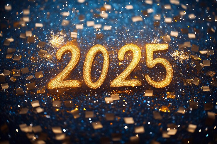 Celebración brillante y festiva del Año Nuevo que da la bienvenida al 2025 con chispas y confeti AI generativa