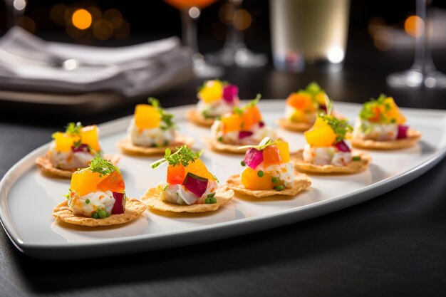 Foto celebración de ceviche tostadas en abundancia