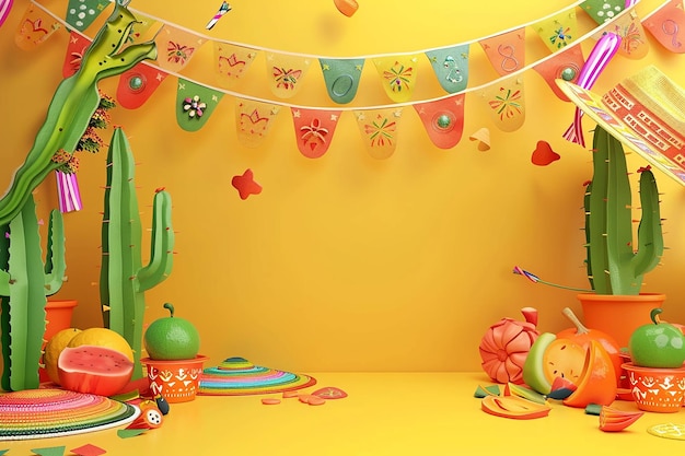 Foto celebración del cinco de mayo gráficos 3d para el fondo