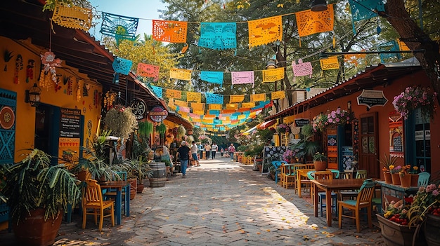 Celebración de una colorida fiesta al aire libre