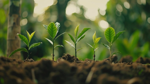 Celebración del crecimiento de la naturaleza Concepto de árboles con un hermoso fondo verde Perfecto para el Día de la Tierra y la conciencia ambiental