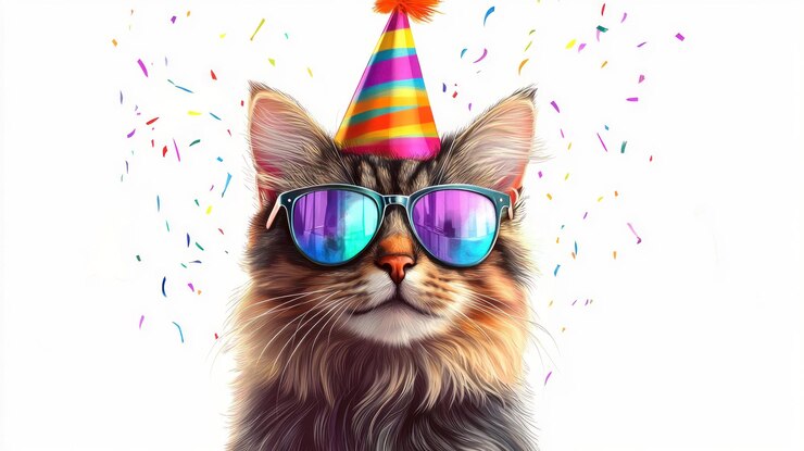 Celebración del cumpleaños del gato