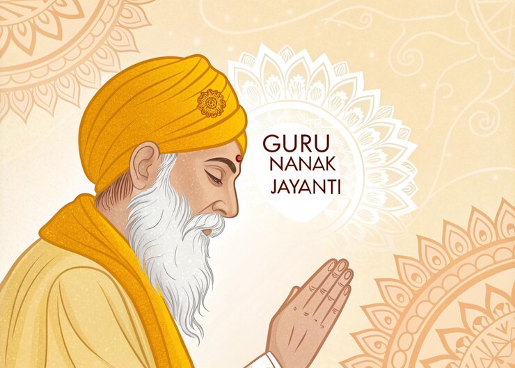 Foto celebración del cumpleaños de guru nanak ilustración espiritual con ek onkar guru nanak dev ji