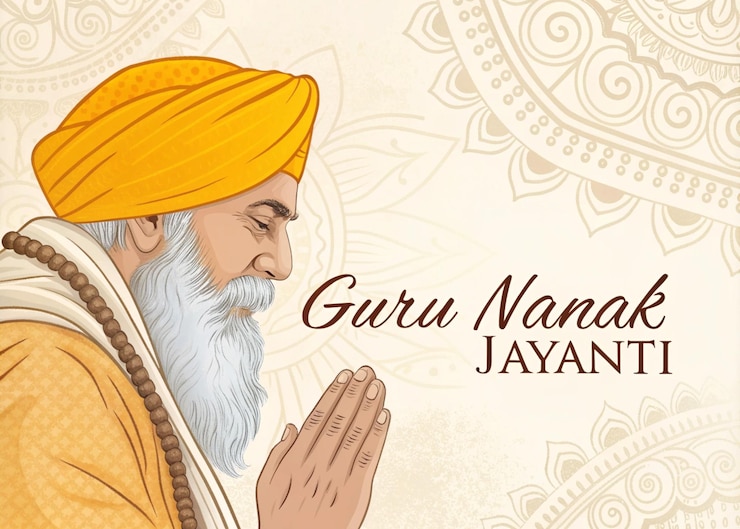 Foto celebración del cumpleaños de guru nanak ilustración espiritual con ek onkar guru nanak dev ji