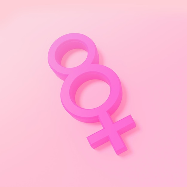 Foto celebración del día de la mujer signo de venus y ocho en un fondo rosa
