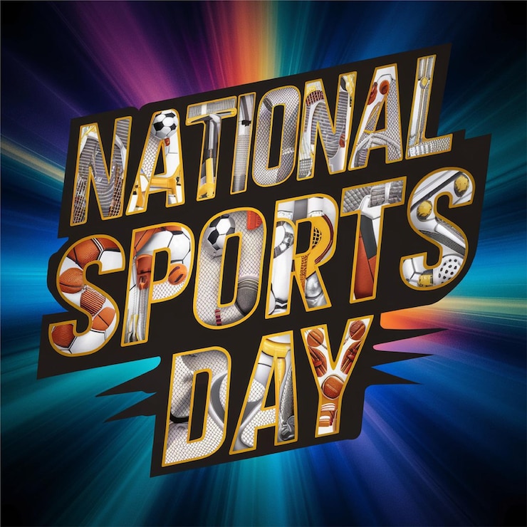 Foto celebración del día nacional del deporte tipografía