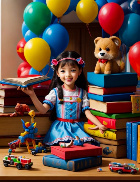 Celebración del Día de los Niños con libros y juguetes