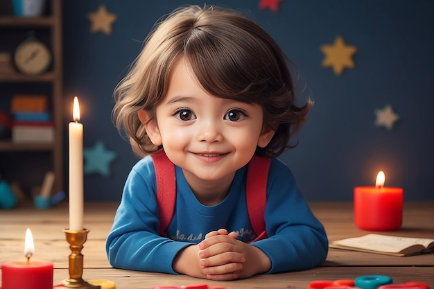 Celebración del día de los niños con el retrato de un niño lindo