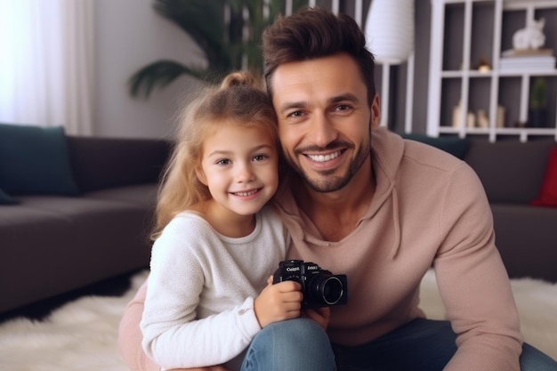 Celebración del Día del Padre con un padre y una hija felices