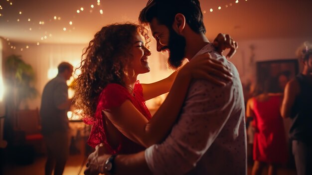 En una celebración del Día de San Valentín una pareja está bailando Generativo Ai