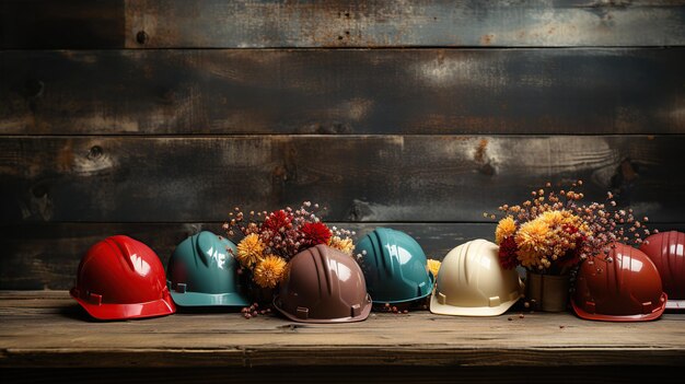 Celebración del día del trabajo Casco de trabajo varias herramientas para el trabajador