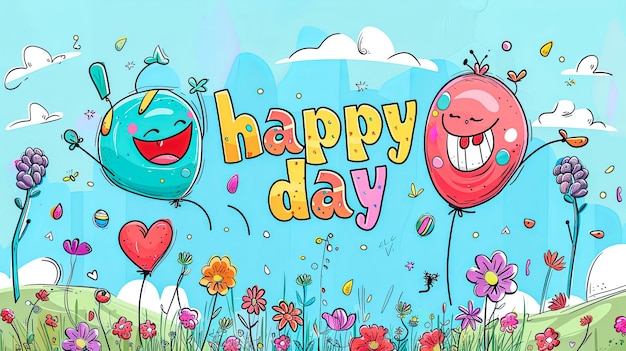 Celebración de dibujos animados alegre Ilustración de día feliz