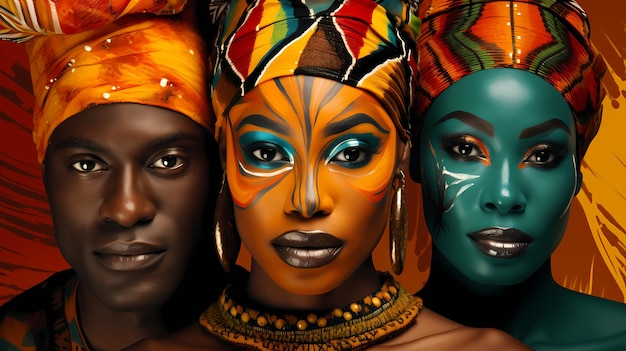 Foto celebración de la diversidad cultural y concepto de historia negra