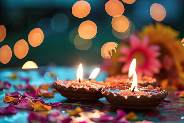 Foto celebración de diwali con las dias