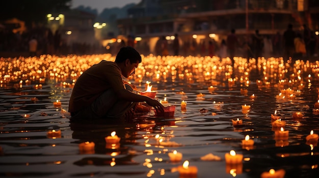 Celebración de Diwali con luces en el día de Diwali en el país de la India imagen generada por IA