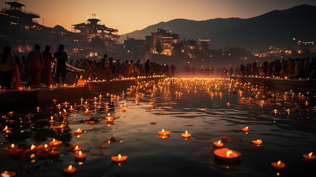 Celebración de Diwali con luces en el día de Diwali en el país de India Imagen generada por IA