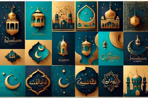 Foto celebración de eid al adha mubarak con íconos de juego dorado diseño de ilustración vectorial