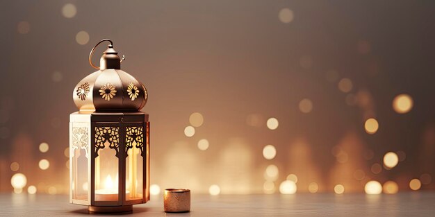 Celebración del Eid Mubarak islámico y la linterna del Eid al Adha en un fondo claro