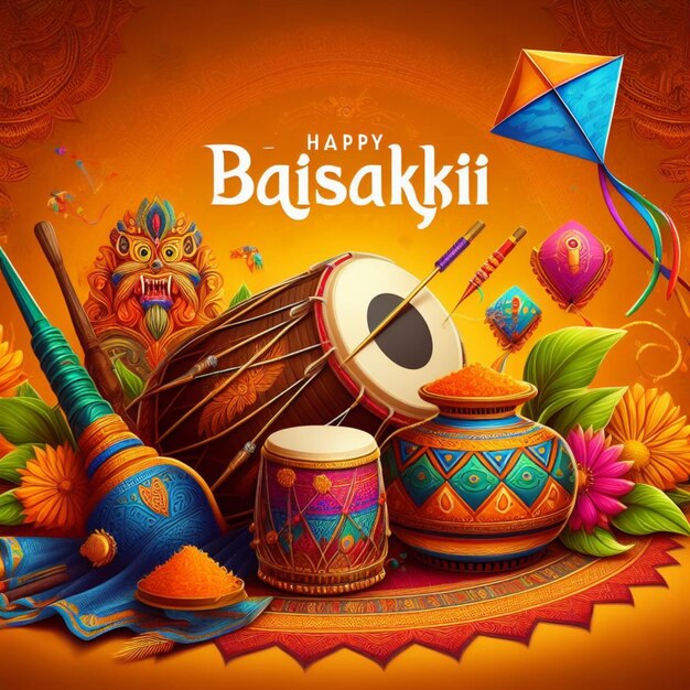 Celebración de feliz Baisakhi para el vector de publicaciones en las redes sociales