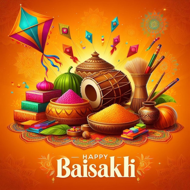 Celebración de feliz Baisakhi para el vector de publicaciones en las redes sociales