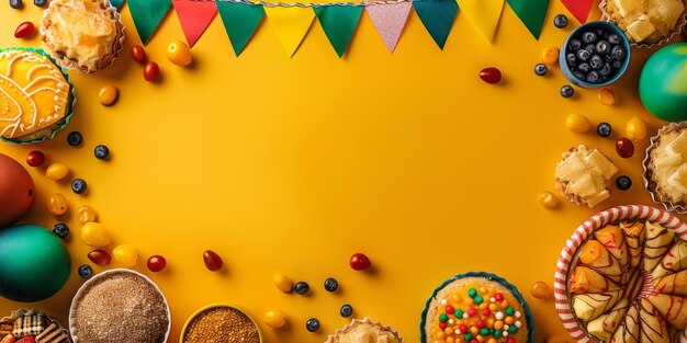 Foto celebración de la festa junina con dulces tradicionales