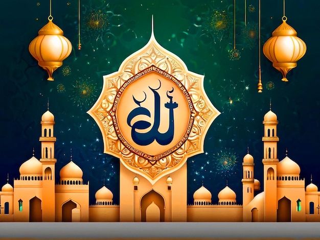 Foto celebración del festival de eid mubarak diseño de fondo ai imagen