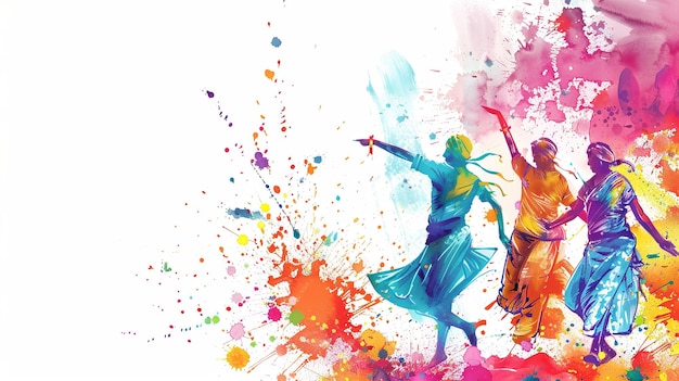 La celebración del festival de Holi, el festival de los colores, la gente celebra.
