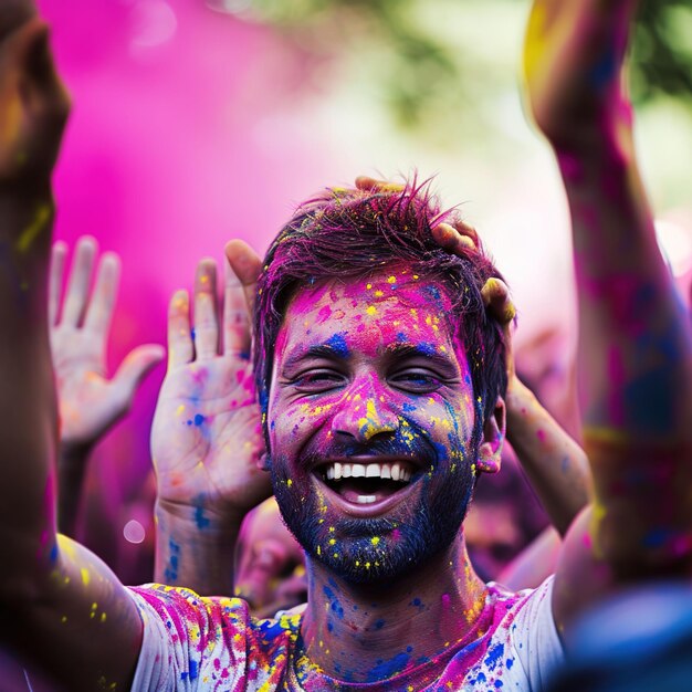 Foto celebración del festival de holi