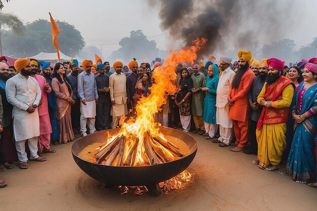 Foto celebración del festival de lohri en la india