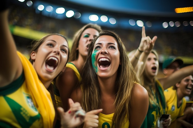 Celebración gozosa de los hinchas brasileños después del gol