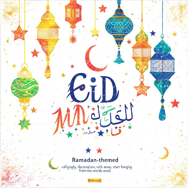 Celebración islámica Ramadán y Eid Mubarak Diseño con caja de regalo de luna creciente y hombre de oración 3