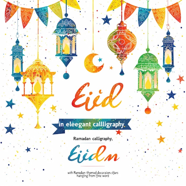 Celebración islámica Ramadán y Eid Mubarak Diseño con caja de regalo de luna creciente y hombre de oración 3