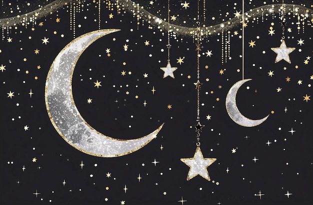 Celebración islámica Ramadán y Eid Mubarak Diseño con caja de regalo de luna creciente y hombre de oración 3