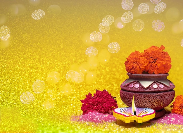 Celebración de Janmasthi con dulces en el fondo brillante