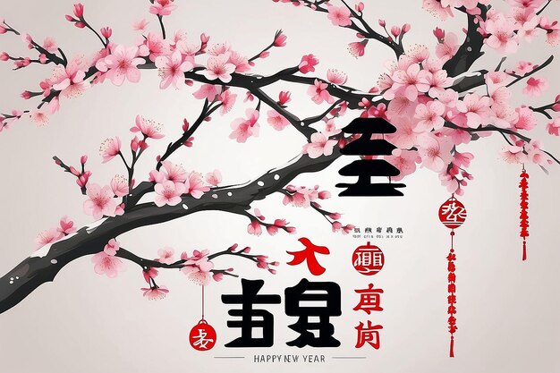 Foto celebración japonesa del año nuevo poster delicioso de sakura