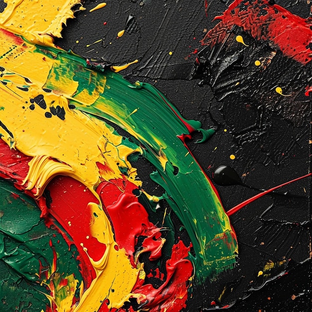 Foto celebración del mes de la historia negra rojo amarillo y verde pintura abstracta de impasto generada por la ia